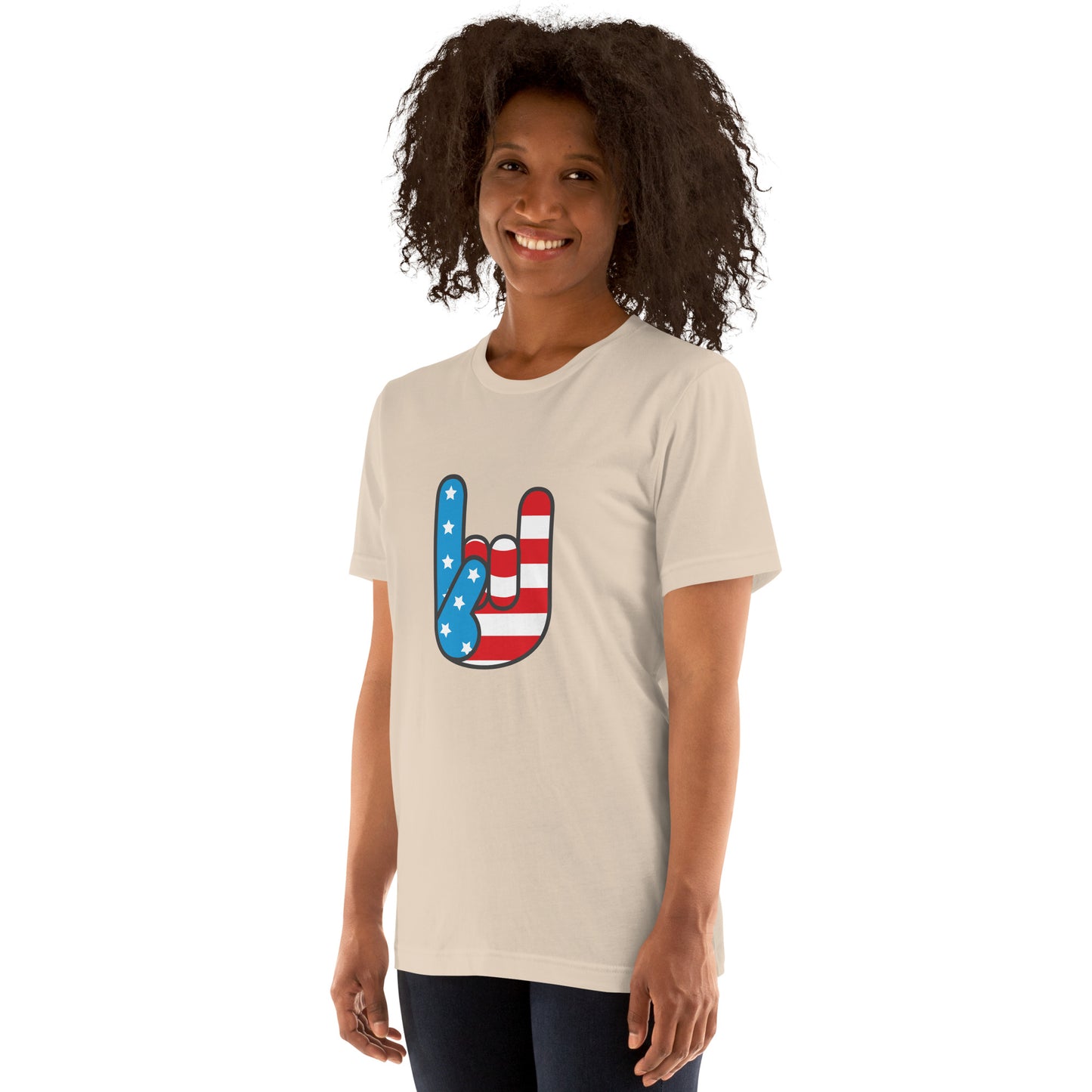 USA Rock Hand On Shirt - Pie Bros 