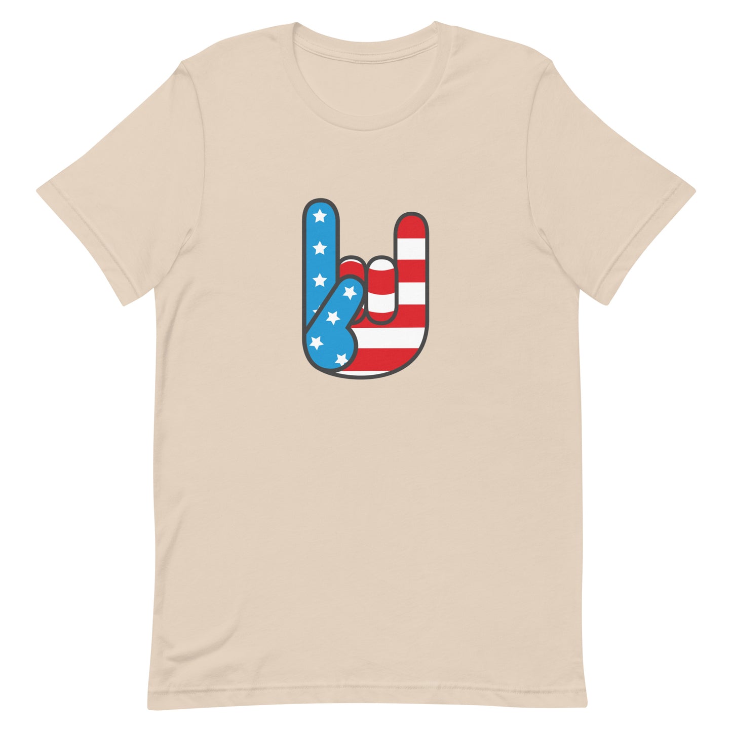 USA Rock Hand On T-shirt - Pie Bros 